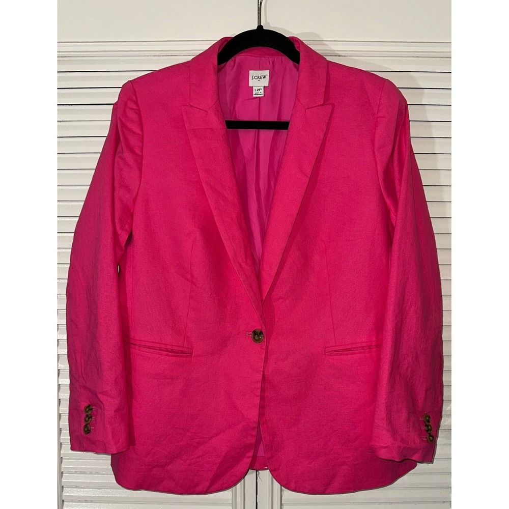 J. Crew Bright Hot Pink Single-Button Blazer